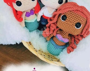 Patrón de muñeca de ganchillo Sirena Ariel PDF Sirenita Amigurumi Princesa Descarga digital