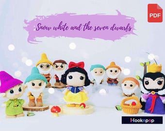 Snow White and Seven Dwarfs Amigurumi Crochet Pattern (PDF)