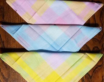 Handkerchief women/'s lot new vintage style Floral handkerchiefs; LARGE CHECKS cotton handkerchiefs 16