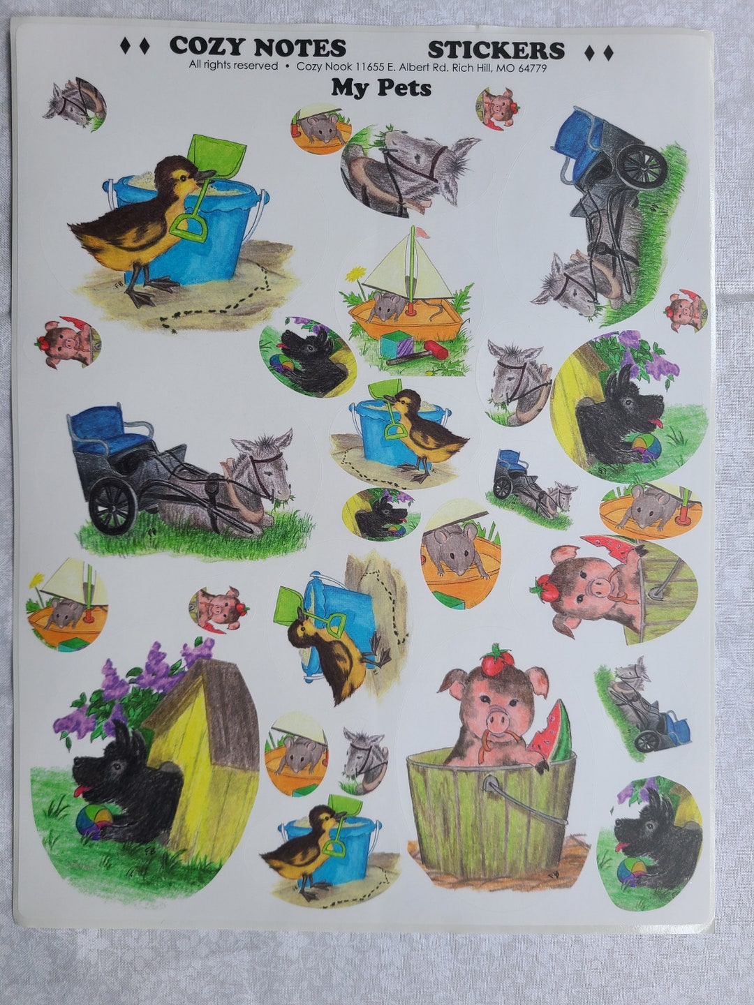 My Pets Stickers; Duckling, Pig, Puppy, Donkey; Hand Painted by Local ...