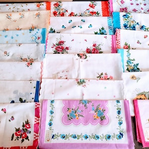 12 Handkerchief women's new vintage style Floral handkerchiefs; 1 dozen different handkerchiefs- new designs!