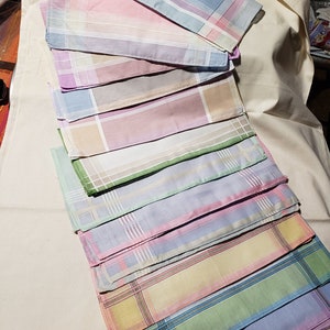 Plaid 100% cotton handkerchiefs assortment; set of 10; different colors, different plaids