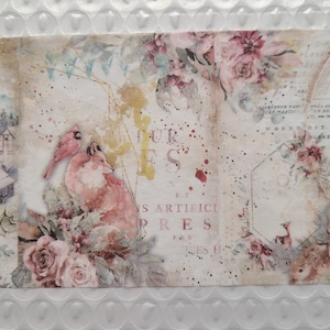 ruban adhésif washi en rouleaux ; renard et cardinal, cartes postales anciennes, journaux indésirables, journal de gratitude ; scrapbooking; look vintage