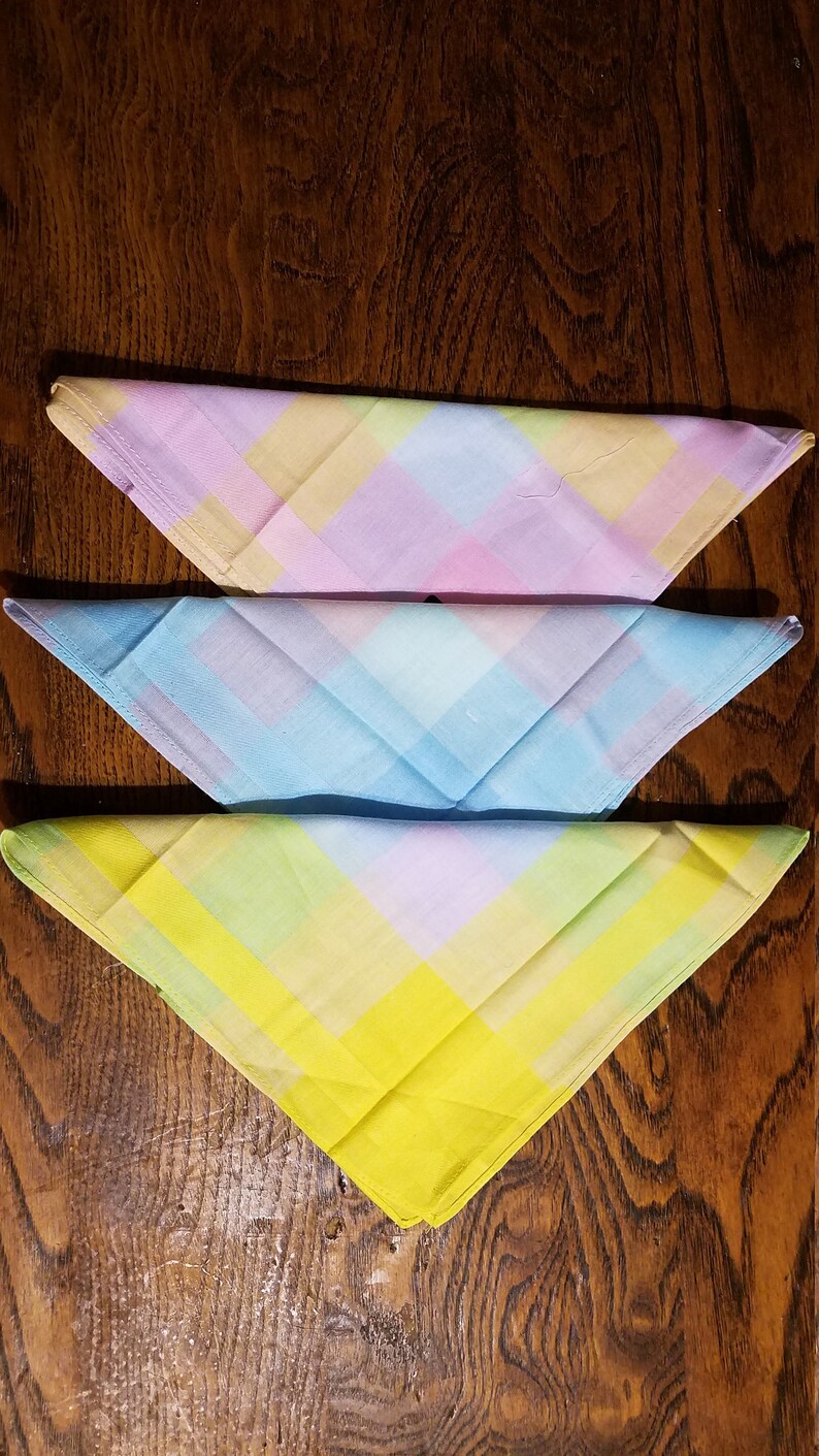 Handkerchief women/'s lot new vintage style Floral handkerchiefs; LARGE CHECKS cotton handkerchiefs 16
