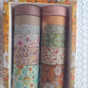Floral Washi Tape Set: 12 Rolls Decorative Scrapbooking Tape