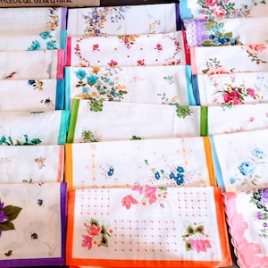 12 Handkerchief women's new vintage style Floral handkerchiefs 1 dozen different handkerchiefs new designs image 6