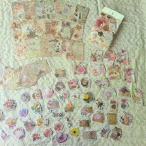 Retro Papier Ephemera; shabby-schick; Rosen; Papiervielfalt & Sticker 200 Stück!