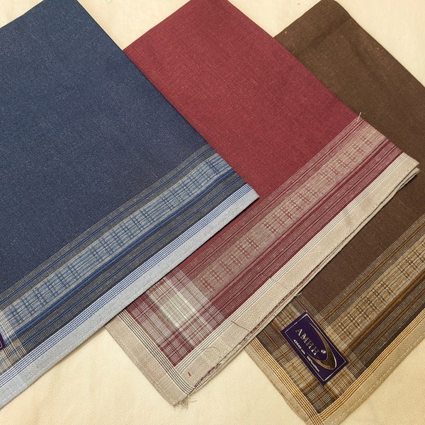 Men's cotton handkerchiefs, dozen men's dark colored; navy, burgundy and brown