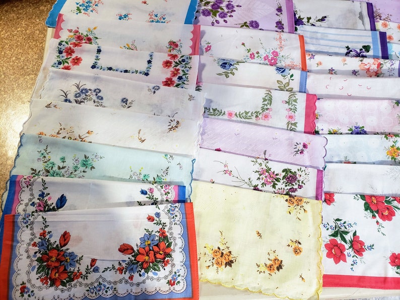 12 Handkerchief women's new vintage style Floral handkerchiefs 1 dozen different handkerchiefs new designs image 8