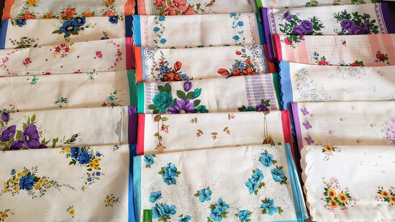 Set of 6 new vintage style Floral handkerchiefs Every assortment is different image 8