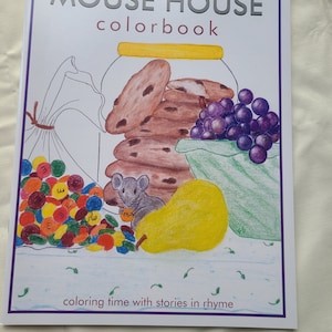 Mouse House coloring book; fun pages featuring a little mouse!  poetic