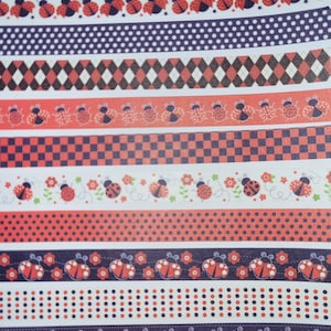les coccinelles ; lot de rubans adhésifs washi à pois ; motifs rouges et noirs ; 12 rouleaux !  ruban décoratif; journal, scrapbooking