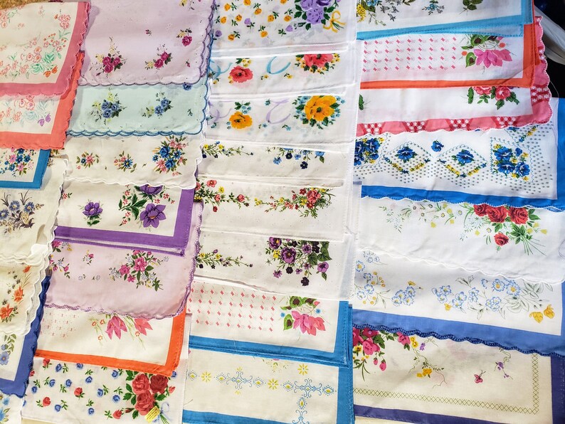 12 Handkerchief women's new vintage style Floral handkerchiefs 1 dozen different handkerchiefs new designs image 9