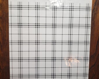 10 x 13 poly mailers' poly bags; shipping; white and black plaid; simple design;  tough mailer