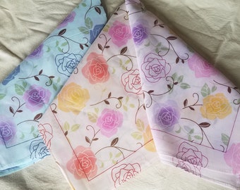 Handkerchief women's lot  new "vintage style" Floral handkerchiefs; LARGE cotton handkerchiefs with roses