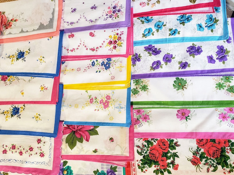 Set of 6 new vintage style Floral handkerchiefs Every assortment is different image 10