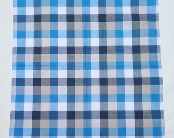 Men's cotton handkerchiefs,  blue, gray, navy checks 16" square