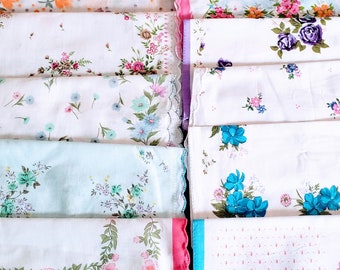 25 Women&#39;s handkerchief  Vintage style Floral;  different designs & colors- wedding, handkerchiefs, masks