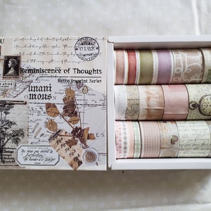 Set of 20 rolls of washi tape; decorative paper tape; Vintage look