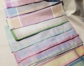 Plaid handkerchiefs assortment; set of 10; different colors, different plaids