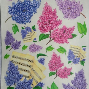 pegatinas de lilas; lavanda, morado, rosa Pintado a mano por un artista local; impreso profesionalmente