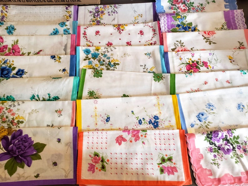 Set of 6 new vintage style Floral handkerchiefs Every assortment is different image 7