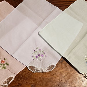 Gift boxed cotton handkerchiefs with embroidered flowers and lace corner 6 per box image 10