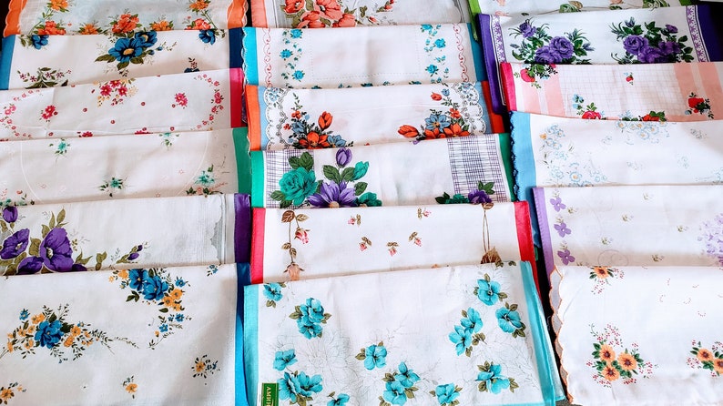 12 Handkerchief women's new vintage style Floral handkerchiefs 1 dozen different handkerchiefs new designs image 4