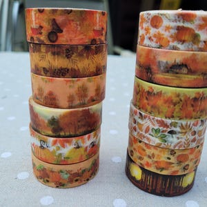 Conjunto de fita washi colorida de outono; lindos designs; 12 rolos! fita decorativa; diário, scrapbooking