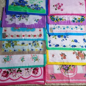 30 Floral Cotton Handkerchiefs: Vintage Style Hankies, Mixed Colors