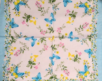 Handkerchief women's lot  new handkerchiefs; LARGE  aqua with butterflies