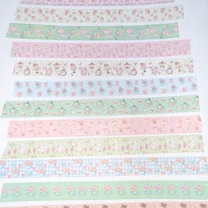 Theepotten; setje washitape voor theekransjes; zachte lentekleuren; 12 rollen!  decoratieve tape; journaling, scrapbooking