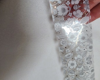 Decoratieve tape; PET-tape met sierlijke bloemen met zilveren randen; scrapbooking, journaling, decoreren