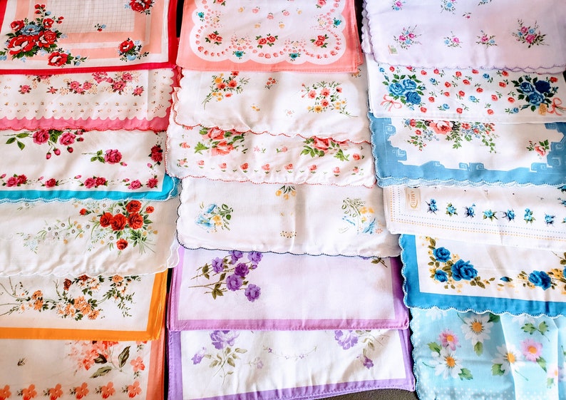 12 Handkerchief women's new vintage style Floral handkerchiefs 1 dozen different handkerchiefs new designs image 5
