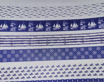 Nautical theme, sailboats, navy washi tape;  12 rolls!  decorative tape; journaling, scrapbooking