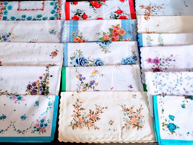 12 Handkerchief women's new vintage style Floral handkerchiefs 1 dozen different handkerchiefs new designs image 3