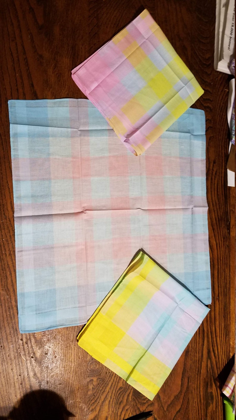 Handkerchief women/'s lot new vintage style Floral handkerchiefs; LARGE CHECKS cotton handkerchiefs 16