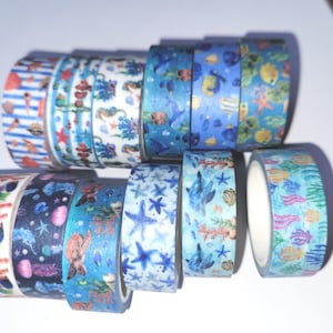 Leben im Meer, Meer, Fische, Muscheln Washi Tape;  12 Rollen !  dekoratives Band; Journaling, Scrapbooking