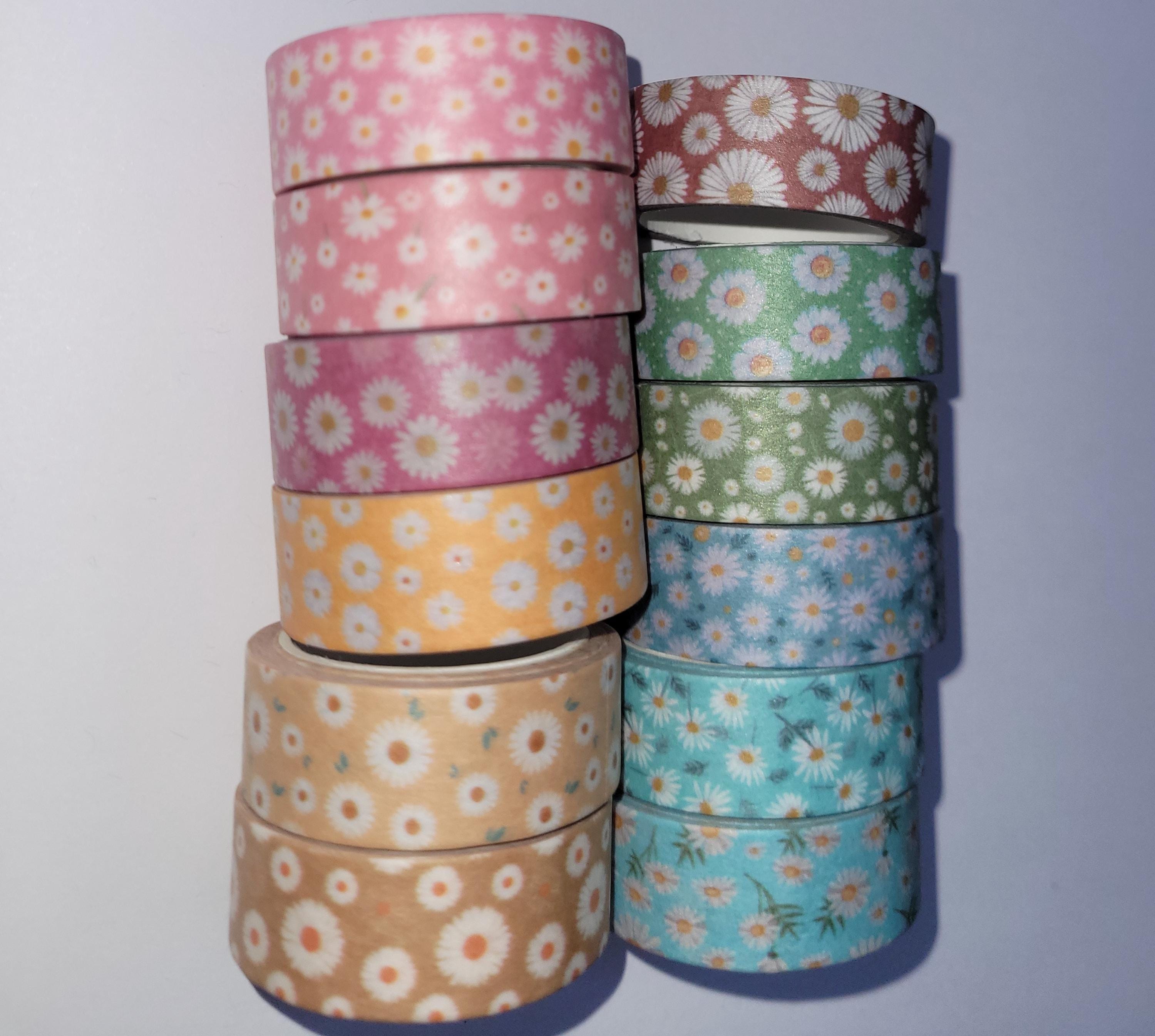 Daisies Theme Washi Tape Set; Pretty Designs & Colors! 12 Rolls 