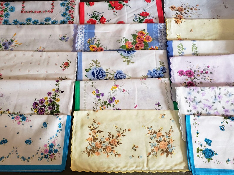 12 Handkerchief women's new vintage style Floral handkerchiefs 1 dozen different handkerchiefs new designs image 7