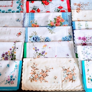 Set of 6 new vintage style Floral handkerchiefs Every assortment is different image 4