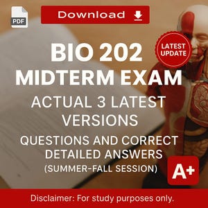 BIO 202 Midterm Exam Study Guide: Verified Questions & Answers (PDF Download)
