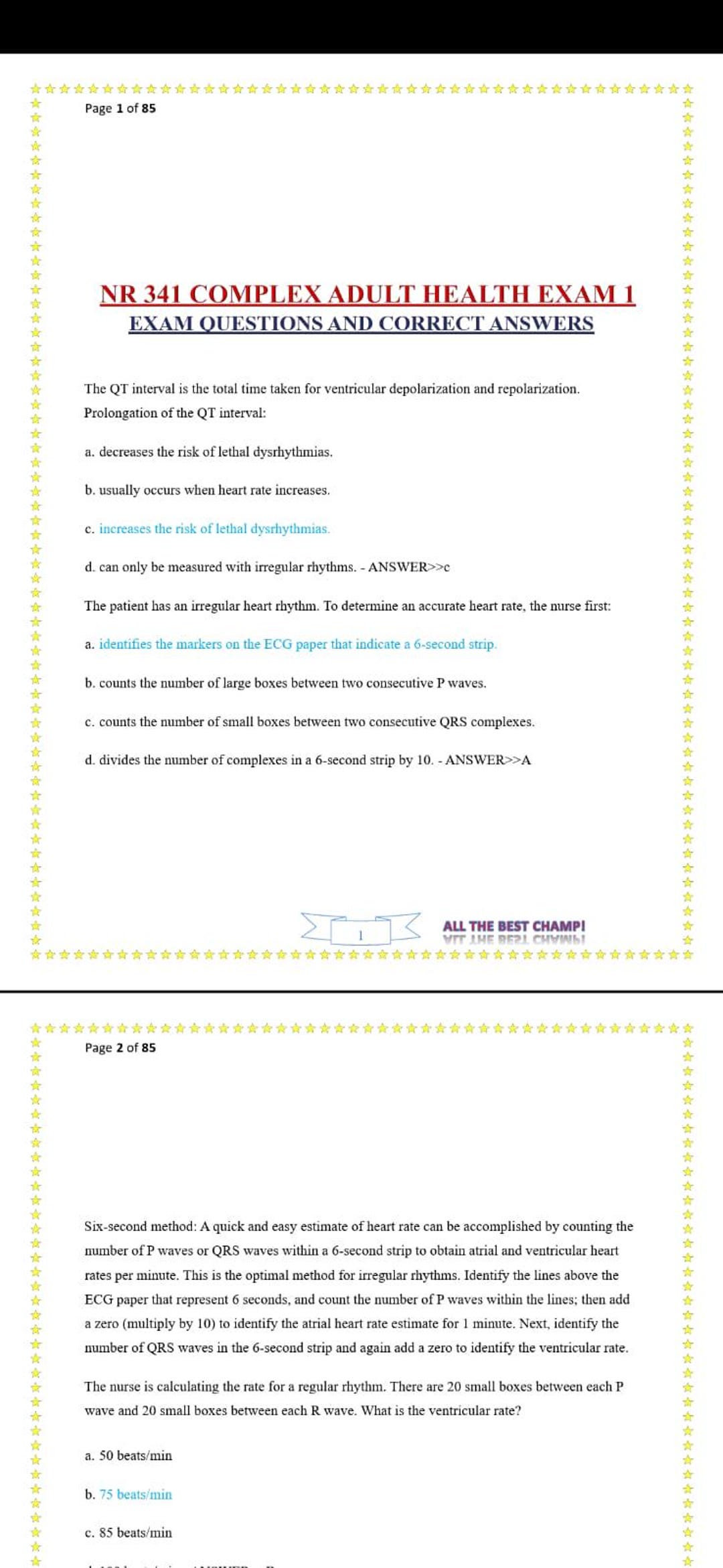 NR 341 Complex Adult Health Exam Questions and Correct Answers - Etsy