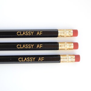 Stocking Stuffer - Pencils - Classy AF Pencils - Set of 3 Black Pencils - Gift Under 10 - P-004