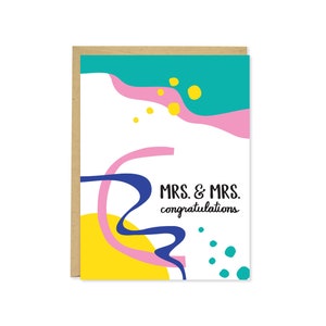 Lesbian Wedding Card - Mrs. & Mrs. Congratulations Card - Lesbian Engagement Card - C-100