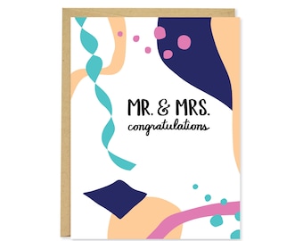 Wedding Card - Mr. & Mrs. Congratulations Card - Engagement Card - C-098