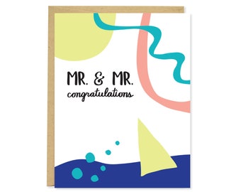 Gay Wedding Card - Mr. & Mr. Congratulations Card - Gay Engagement Card  - C-099