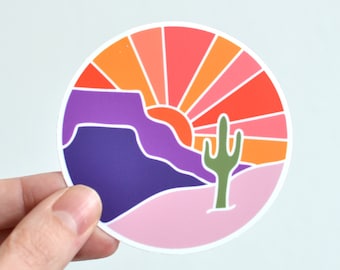 Desert Mesa Sunset Vinyl Sticker - Laptop Decal - Water Bottle Sticker - ST-008
