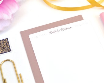 Personalized Stationery Set - Custom Color Flat Notes - Simple, Modern Script Stationery - Gift for Her, Coworker, Bridesmaid - Under 20