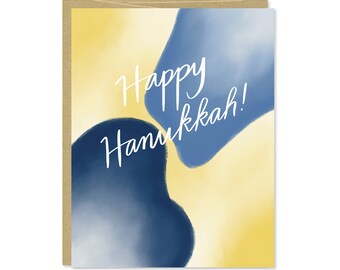 Happy Hanukkah Abstract Card - Simple Hanukkah Card - Holiday Card - C-236